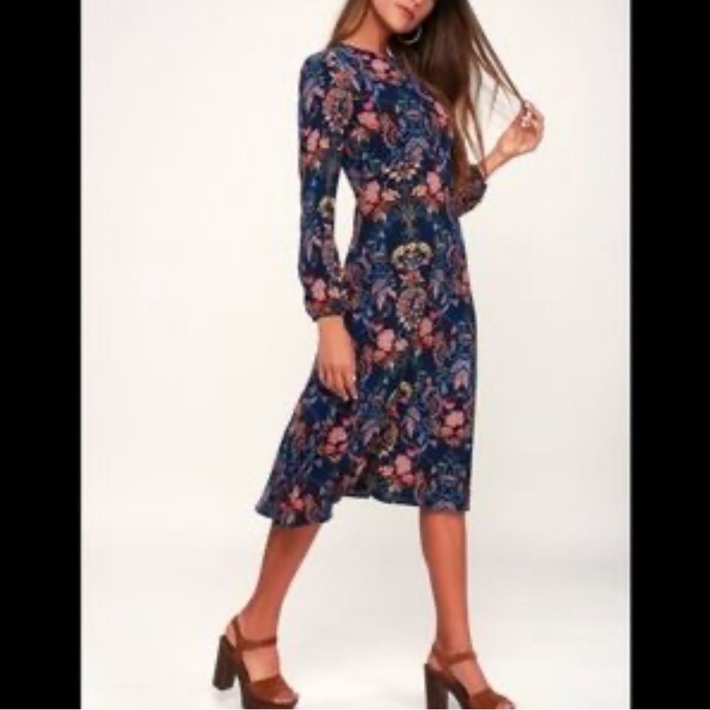 Lulu’s I. Madeline Blue Floral Dress